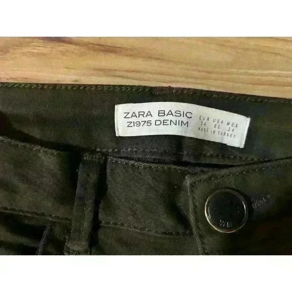 Zara Basic Jeans Women's 2 (approx 27x28) Camo Z1975 Skinny Zipper pockets - Picture 3 of 6